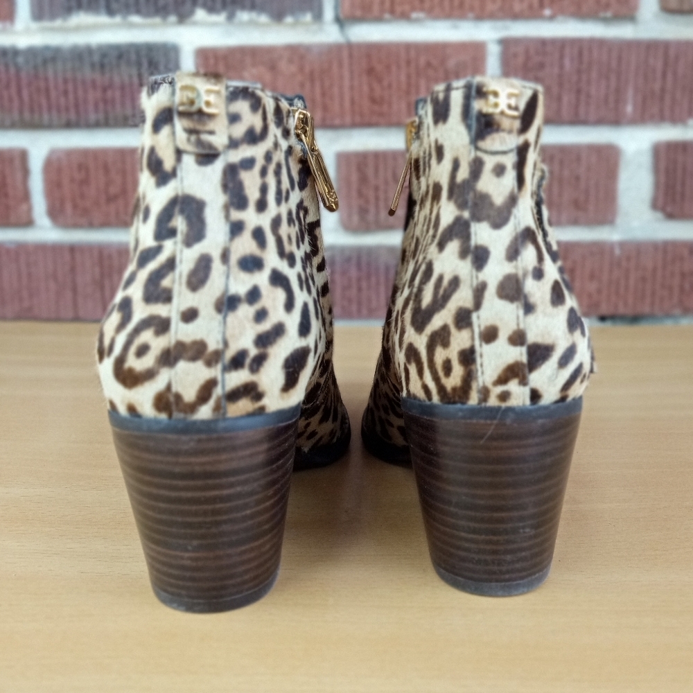 NWT Sam Edelman 'Walden' Genuine Calf Hair Stacked Heel Booties in Leopard Sz. 8 - Picture 4 of 7